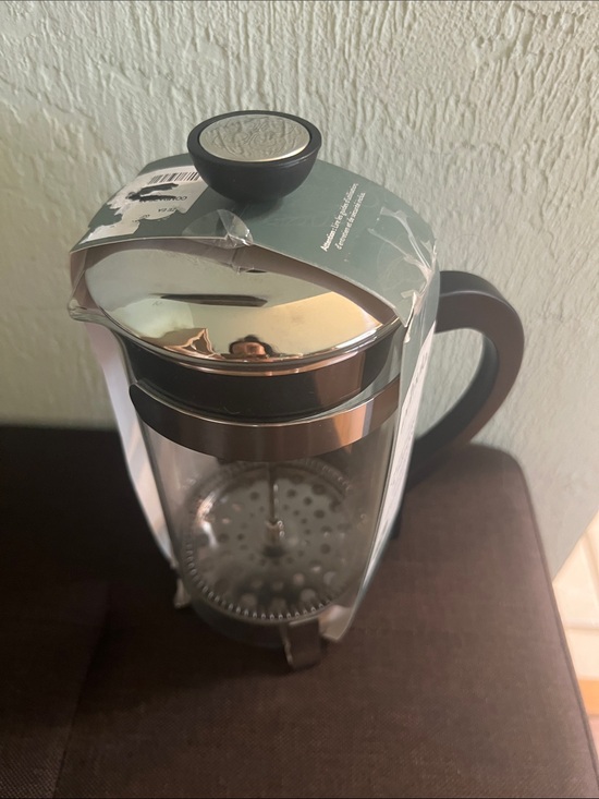 Classic French Press Chrome Other - #2556**”5x7” French Press Coffee Maker - Black and Silver